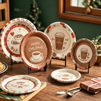 Assiettes en papier jetables personnalisables XUELI, design simple et écologique pour les fêtes et les restaurants