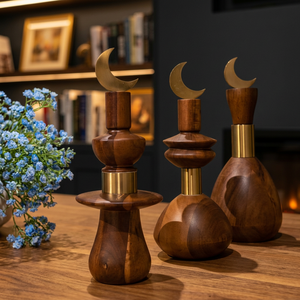Décoration de table en bois artisanale en forme de croissant de lune, sculpture décorative, accent de maison, centre de table, ornement cadeau pour la décoration intérieure du Ramadan - Product Image 3