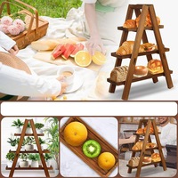 Présentoir à desserts en bois à 3 niveaux, plateau à gâteaux, étagère à dim sum, présentoir de cupcakes en bois massif pour bureau, centre de table pour mariage et fête