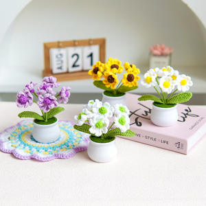 Decoración para el hogar, macetas de simulación falsas hechas a mano, plantas, flores tejidas artificiales, hilo de lana <span class=keywords><strong>eterno</strong></span>, Margarita, girasol, flor de punto - Product Image 3
