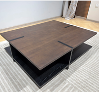 Table basse en bois massif minimaliste moderne avec étagère de rangement pour salon, design de luxe de style italien