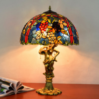 Lampe de table artistique vintage créative classique de 16 pouces avec décoration en forme de raisin, en verre teinté, pour salon, chambre à coucher, bar