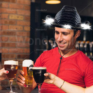 Cappelli da <span class=keywords><strong>Cowboy</strong></span> da <span class=keywords><strong>Cowboy</strong></span> con paillettes regolabili cappellini con LED Western Party bomboniera per Natale <span class=keywords><strong>Costume</strong></span> di Halloween per la laurea di Ramadan - Product Image 4