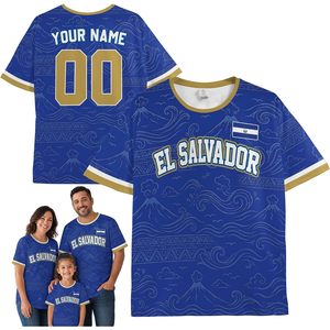 Camiseta de Fútbol de El Salvador Personalizada con Nombre y Número, Unisex para Adultos, Cuello Redondo, Impresión por Transferencia de Calor, Camiseta Deportiva - Product Image 1