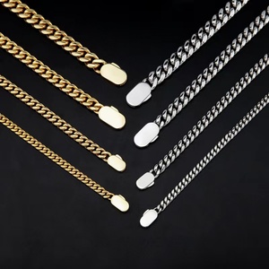 Round Clasp Miami Curb Cuban Chain Jewelry Stainless Steel <b>Men's</b> Gold Plated Cuban Link Chain <b>Necklace</b> - Product Image 2