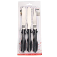 Ensemble de 3 spatules à crème en acier inoxydable, spatule droite et spatule coudée, couteau à palette pour la décoration de gâteaux