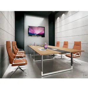 Modern Luxury Besar Ruang Rapat Melamine Meja Kantor Persegi Panjang 10 Orang Meja Rapat