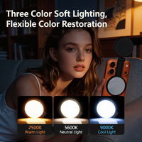 Lampe d'appoint magnétique professionnelle pour téléphone portable, mini lumière vidéo LED avec support rétractable et miroir de maquillage pour le streaming en direct