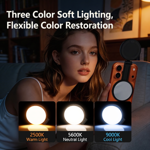 Lampe d'appoint magnétique professionnelle pour téléphone portable, mini lumière vidéo LED avec support rétractable et miroir de maquillage pour le streaming en direct - Product Image 6