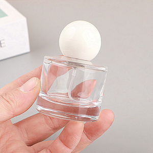 Transparent Glass Cosmetic Spray <b>Bottle</b> 30ml Cylinder Shape <b>Perfume</b> Clear Atomizer <b>Bottle</b> with White Round Ball Lids - Product Image 5