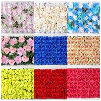 Mur de fleurs en soie DYG, designs personnalisés, panneau mural de fleurs de roses rouges pour la décoration de mariage