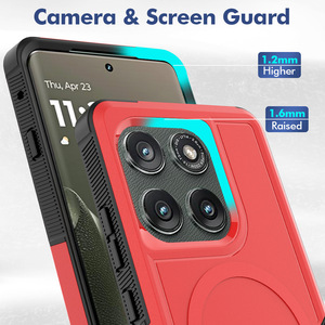 Étui de téléphone portable magnétique deux-en-un pour Moto Edge 60 Pro 5G, coque rigide mate en TPU et PC de couleur unie - Product Image 3