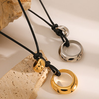 Collier de créateur sportif pour femme Gaovo, pendentif circulaire exagéré, chaîne en acier inoxydable plaqué or 18 carats, motif bambou, cadeau