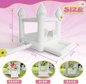 Château gonflable blanc avec toboggan et souffleur d'air pour enfants, mariages, fêtes d'anniversaire - Product Image 2