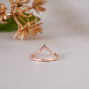 Bague élégante en argent plaqué, forme en V, avec cristaux, pour femme, style minimaliste, pour mariage, anniversaire, fiançailles, usage quotidien, cadeau de bijoux - Product Image 6