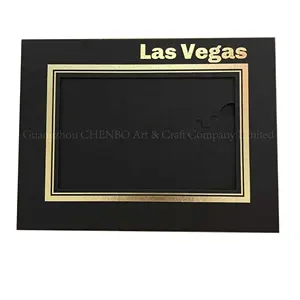 personalisierbar Souvenir Las Vegas blattgold schwarze fotorahmen passend 4×6, 5×7, 6×8 oder 8×10 zoll foto, weiße pappe fotorahmen