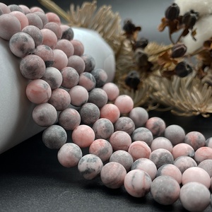 Cuentas sueltas de piedras preciosas redondas mate naturales para la fabricación de joyas Diy pulsera collar <span class=keywords><strong>Rosa</strong></span> cebra <span class=keywords><strong>jaspe</strong></span> con cuentas - Product Image 3