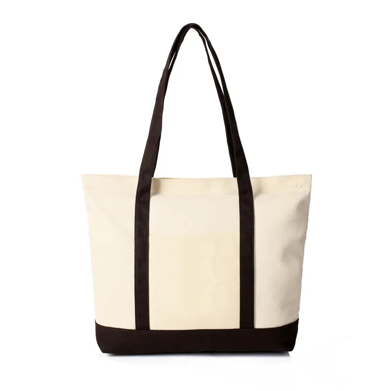 Hochwertige benutzer definierte Logo wieder verwendbare Lxuxry Baumwolle Leinwand Shopping Fashion Heavy Duty Einkaufstasche mit Reiß verschluss tasche