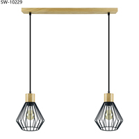 Support de lampe suspendue en bois, style rustique traditionnel pour restaurant, lampe suspendue en métal, éclairage LED décoratif