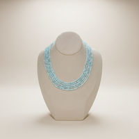 Collier en argent avec perles rondes de larimar naturel de Dominique, couleur bleue, 4 mm, pierres précieuses minérales, bonne taille, 11,4 g, bijoux