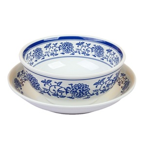 Wuhe Melamine Bowl And Plate Set With Blue Flower Pattern Drop Resistant For Home And Catering Use - Product Image 3