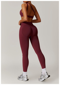 5 pièces nouveautés femmes populaire Logo personnalisé fermeture éclair Yoga costume veste coupe-vent Slim Fit haut athlétique soutien-gorge <span class=keywords><strong>collants</strong></span> ensembles de course - Product Image 5