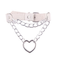 Collares con Colgante de Corazón Hueco Estilo Harajuku para Mujer, Collar de Cadena Doble de Cuero Negro, Joyería para Fiesta