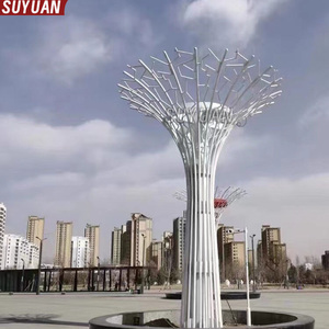 Escultura de Árbol de Acero Inoxidable 3D Grabada Personalizada, Moderna y Grande, Color y Logotipo Personalizables, Ícono Urbano para Exteriores - Product Image 3
