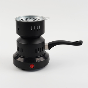 Brûleur à charbon de chicha électrique portable en métal noir avec logo personnalisé, poignée incluse - Product Image 1