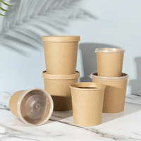 Disposable 12 OZ Kraft Soup Cups with Lids Paper Salad Cups Soup Containers Party Supplie for Hot/Cold Food Ice Cream or Takeout