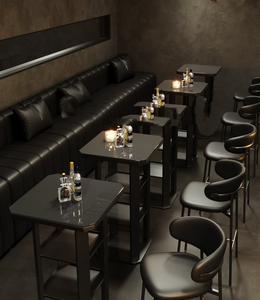 Proyecto de Muebles de Bar Comerciales a Medida: Conjunto de Asientos Seccionales Acanalados de Alta Gama y Mesa de Bar Escalonada - Product Image 2