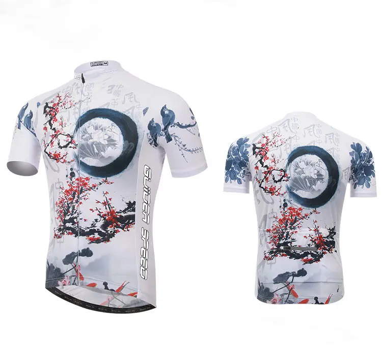 Hot Sale Chinese Style 100% Polyester DryFit Bicycle Clothes Running Shirt jersey Free Design Custom Cycling Clothing