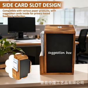 Wooden Voting Suggestion Box With Lock Blackboard Wall Mounted Donation Drop Box Multifunctional Storage For Business <b>Gift</b> - Product Image 4