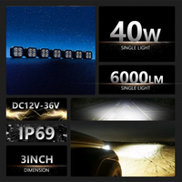 Barre lumineuse LED de 3 pouces connectable avec projecteurs latéraux 6000LM, 12V 24V, DRL ambre pour camion tout-terrain, UTV, ATV, OEM