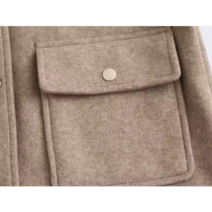 Veste Blouson Femme Automne Hiver Écologique Manches Longues Col Revers Fermeture Boutons Séchage Rapide Coupe Ample Poches OEM - Product Image 6