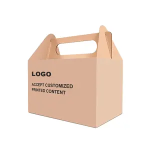 कस्टम प्रिंटिंग ब्लैंक ब्राउन क्राफ्ट टेक अवे पेपर पिज्जा बॉक्स डेज़र्ट पेस्ट्री पैकेजिंग हैंडल केक बॉक्स के साथ पर्यावरण के अनुकूल
