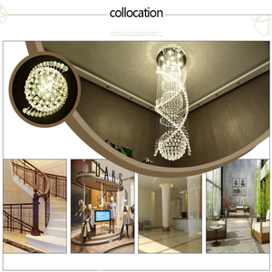 <span class=keywords><strong>Lustre</strong></span> en cristal K9 LED en acier chromé à double hélice en spirale <span class=keywords><strong>avec</strong></span> gouttes de pluie, diamètre 80 cm, hauteur 280 cm pour escalier - Product Image 4