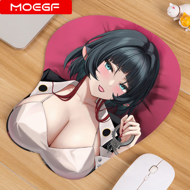 Popular Selling Custom Sexy Cartoon Girl Big Breast Silicone Water Resistant Gaming 3D Mouse Pad Stock Wrist Rest Support Mat