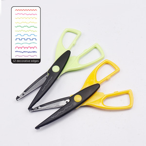 Multi Size Plastic Safety Art Scissors 12 Piece Set Creative Craft <b>Paper</b> Cutters With Different Slit <b>Patterns</b> For Kids And - Product Image 2