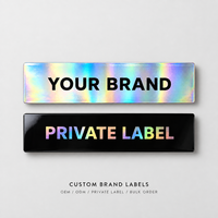 Étiquette holographique PET pour produits de première nécessité en marque blanche, impression holographique brillante, étiquette rectangulaire de marque