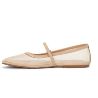 Ballerines en maille respirante à la mode Ballerines Mary Jane Chaussures pour femmes Noir Nude