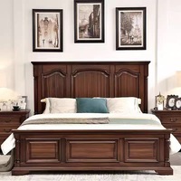 Lit en bois massif de style américain, lit double vintage, lit moderne queen-size, cadre de lit king-size, lit d'hôtel, ensemble de meubles de chambre à coucher