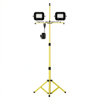 Lampe de travail LED portable Linsheng 100W 10000LM à double tête, homologuée ETL, rotative à 360° pour chantier de construction