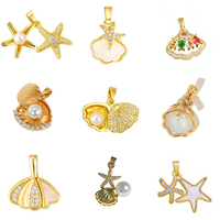 LUOYUNE 2026 Pendentif Étoile de Mer Scintillant Plaqué Or 18K en Laiton pour l'Été, Breloques Élégantes en Zircon Cubique pour la Fabrication de Bijoux DIY