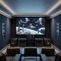 Système de cinéma maison haut de gamme 7.1 canaux : Solution complète incluant enceintes, amplificateurs, traitement du signal et infrastructure