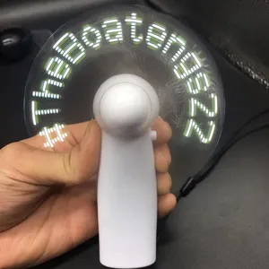 Air Cooling Handheld Traveling White Words LED Mini Ventilation Custom Message LED Flashing Fan