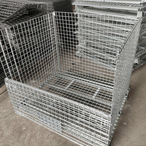 Stackable Heavy Duty Steel Storage Container Storage Cages Steel <strong>Wire</strong> Collapsible <strong>Basket</strong> - Product Image 4