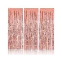 Bonne qualité métallique clinquant feuille frange banderole rideaux Photo stand accessoires Rose or feuille frange rideau toile de fond