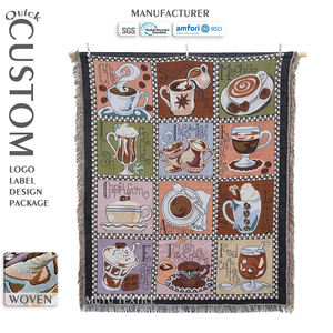 टेपेस्ट्री निर्माता कस्टम डिजाइन जैक्वार्ड कपास पॉलिएस्टर बुना हुआ कंबल लोगो टेपेस्ट्री फेंक कंबल - Product Image 1