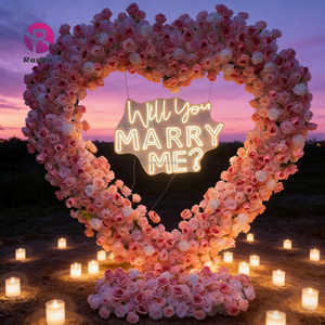 Décoration de mariage, chemin de fleurs rouge, rangée de fleurs artificielles, <span class=keywords><strong>cadre</strong></span> d'arche en forme de cœur, fleurs <span class=keywords><strong>avec</strong></span> des roses rouges pour la proposition de mariage - Product Image 3
